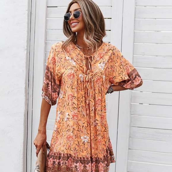 BOHO CHIC BABY DOLL FLORAL PRINT DRESS 💐 - Picture 3 of 7